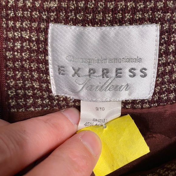 Vintage 90s Express WOOL Blend Mini Skirt JR 9/10 - Picture 4 of 7